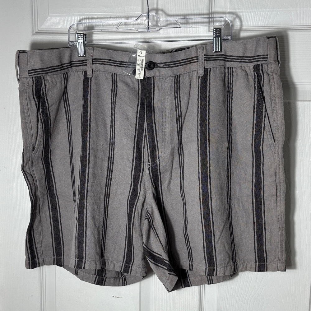Madewell Men's XXL NWT Striped Lounge Shorts Hemp Cotton Gray Black - Picture 2 of 9